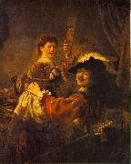 REMBRANDT Harmenszoon van Rijn Rembrandt and Saskia in the Scene of the Prodigal Son in the Tavern dh oil painting on canvas